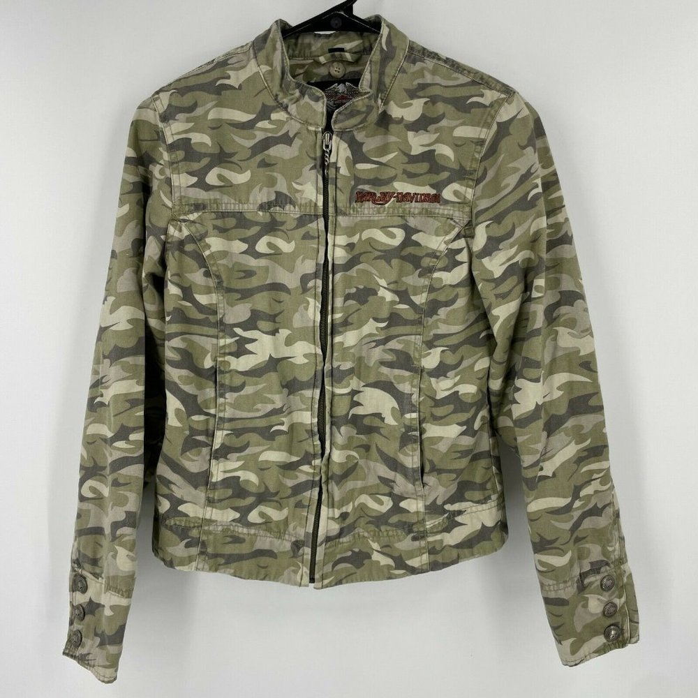 Harley Davidson Motor Clothes Womens Jacket Small Cotton American Legend Camo